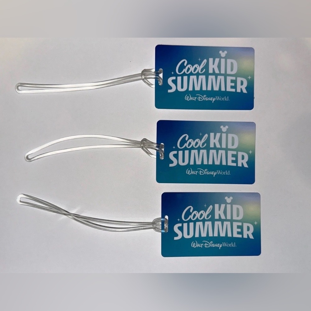 Walt Disney World Cool Kid Summer Luggage Tags With Straps Set Of Three NEW Blue